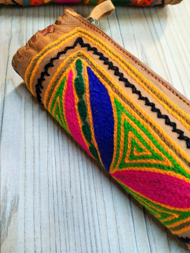 Cotton embroidered leather case