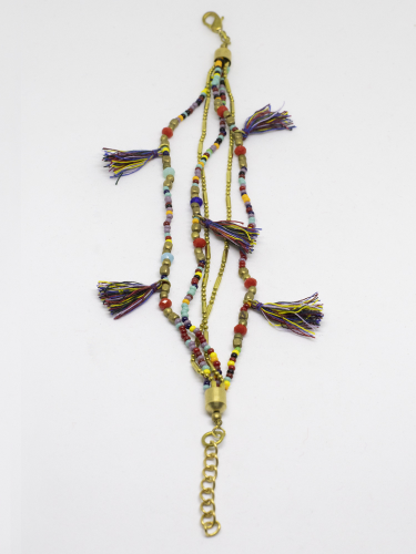 Multicolored fringed bracelet