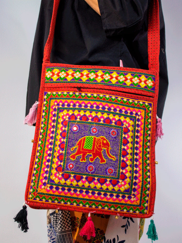 Eleman embroidered square bag