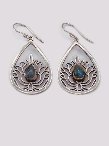 Mineral lotus flower earring
