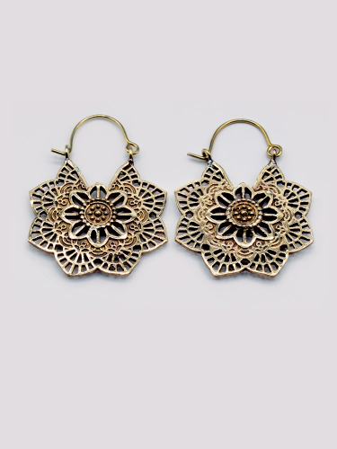 Engraved Mandala Earring